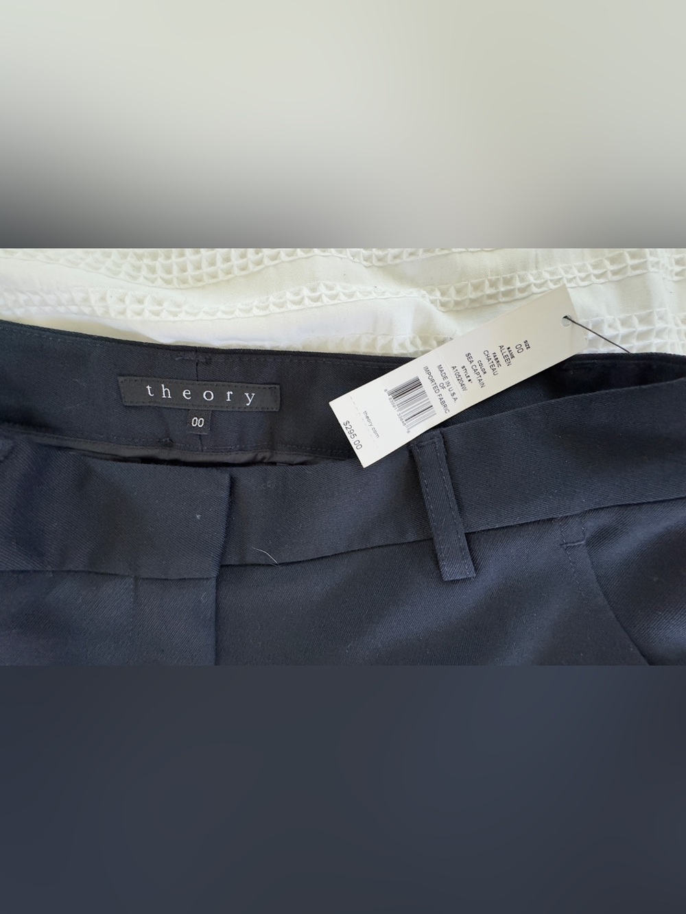 New with Tag Theory Alleen wide leg women trousers pants sz 00 Dark Blue USA - Picture 4 of 9